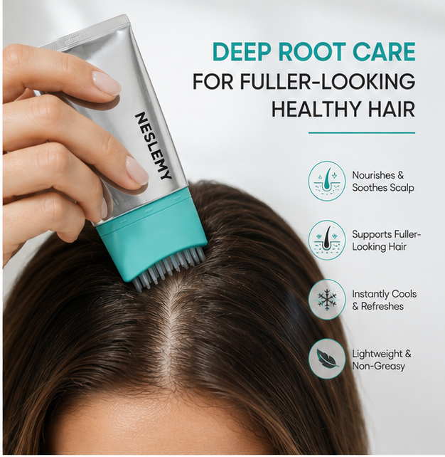 NESLEMY™ Scalp Care Hair Serum Brush – Root-Boosting Scalp Treatment for Fuller-Looking, Thicker Hair & Daily Hairline Care