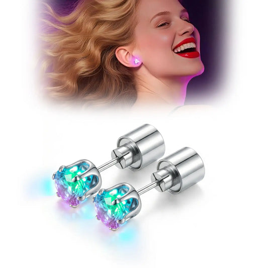 LED Light Up Stud Earrings, Glowing Diamond Crown Earrings for Women & Men, Party Jewelry for Weddings, Birthdays, Nightclubs, Disco & Festivals