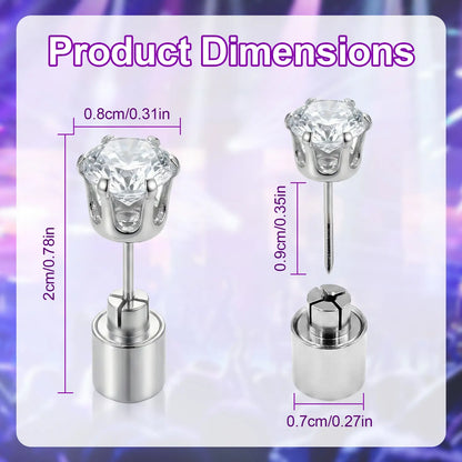 LED Light Up Stud Earrings, Glowing Diamond Crown Earrings for Women & Men, Party Jewelry for Weddings, Birthdays, Nightclubs, Disco & Festivals